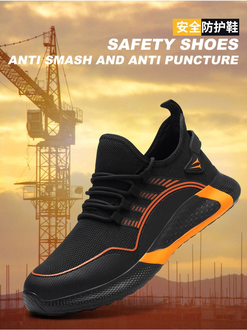 2024 Lightweight  Safety Shoes Men For Work Breathable Sports Safety Toe Shoes Work Boots S3 Anti-Smashing Women