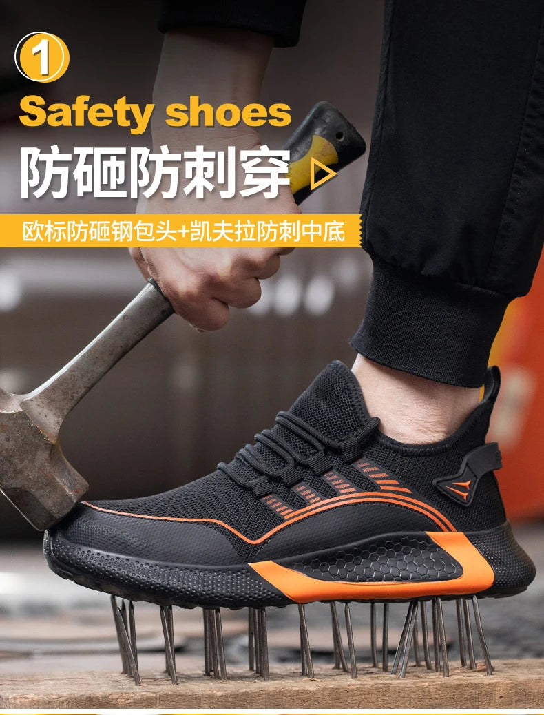 2024 Lightweight  Safety Shoes Men For Work Breathable Sports Safety Toe Shoes Work Boots S3 Anti-Smashing Women