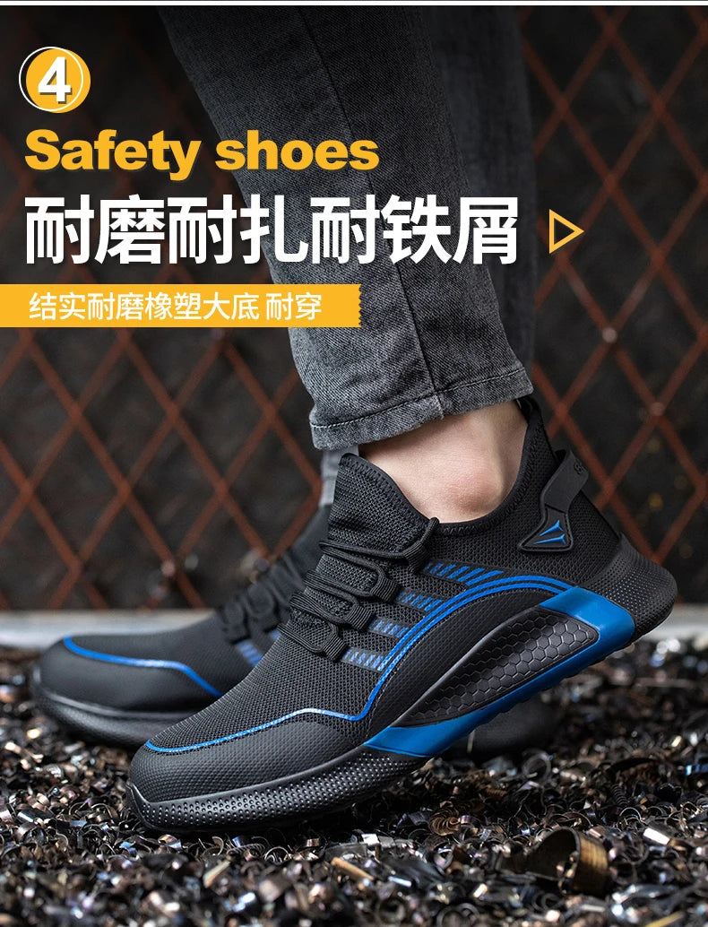 2024 Lightweight  Safety Shoes Men For Work Breathable Sports Safety Toe Shoes Work Boots S3 Anti-Smashing Women