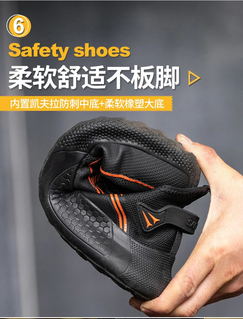 2024 Lightweight  Safety Shoes Men For Work Breathable Sports Safety Toe Shoes Work Boots S3 Anti-Smashing Women