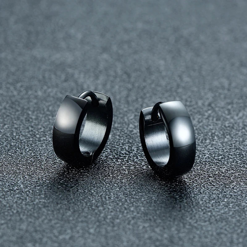 1 Pairs Black Stainless Steel Earrings Punk Unisex Geometry