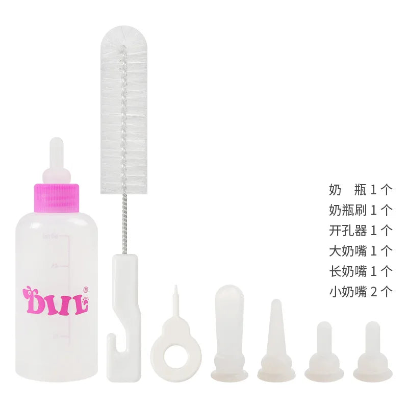 7Pcs/set Pet Feeding Device Cat Dog Care Nipple Bottle Suit Newborn Kitten Feed Device with Feeding Bottle Puppy Pet Accessories