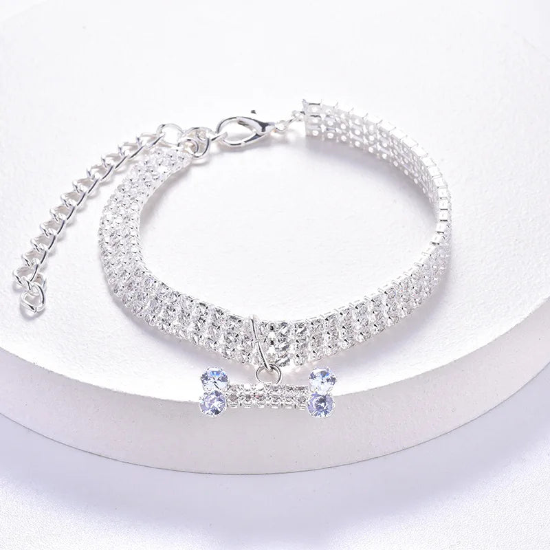 Bling Rhinestone Dog Collar Diamond Pet Cat Necklace Jewelry Suitable For Pets Birthday Party Decoration Supplies Accessories