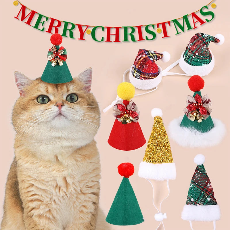 Christmas Pet Hat Adjustable Easy-wearing Dog Cat Cap Xmas Costume Headwear Caps Christmas Party Pets Accessories Decoration