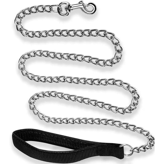 1.8M Pet Iron Chain Leashes for Dogs With Padded Handle Wear