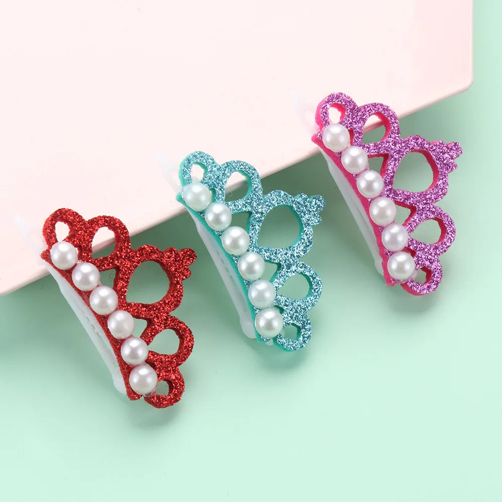 1PC Cute Pet Dog Hair Clips Small Dogs Faux Pearl Crown Shape Bows Hair Clips Cat Hair Grooming Headdress Pet Accessoires