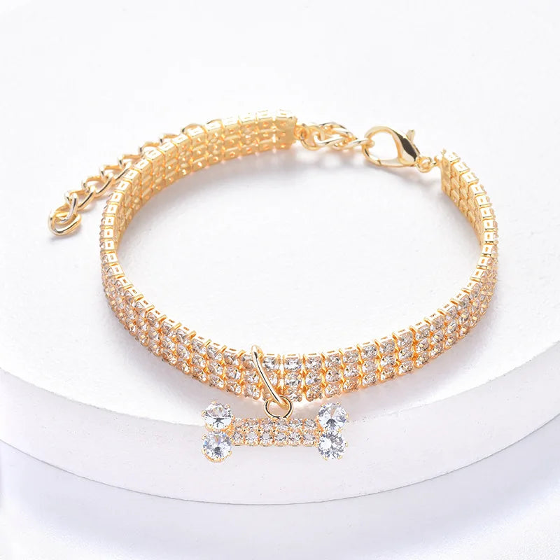 Bling Rhinestone Dog Collar Diamond Pet Cat Necklace Jewelry Suitable For Pets Birthday Party Decoration Supplies Accessories