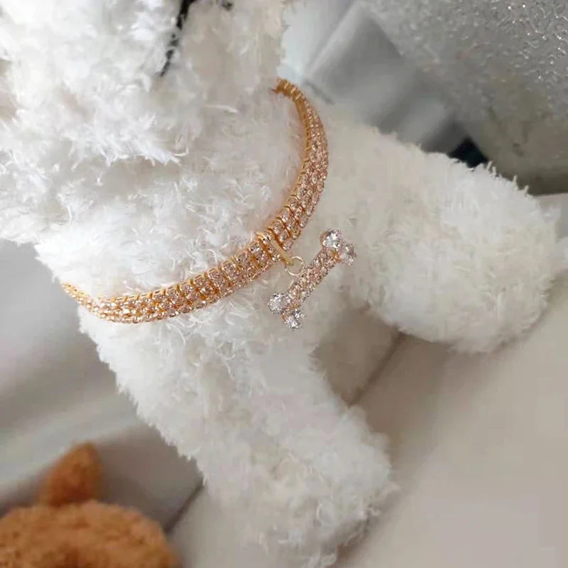 Bling Rhinestone Dog Collar Diamond Pet Cat Necklace Jewelry Suitable For Pets Birthday Party Decoration Supplies Accessories