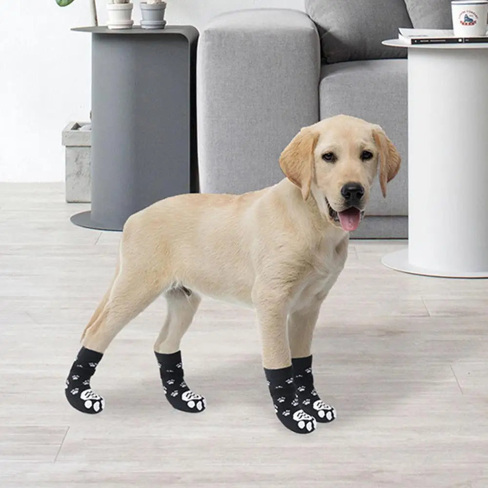 4PCS Double Side Anti-Slip Dog Socks with Adjustable Straps for Pet Paw Protector for Puppy Small Medium Large Dogs Indoor Wear