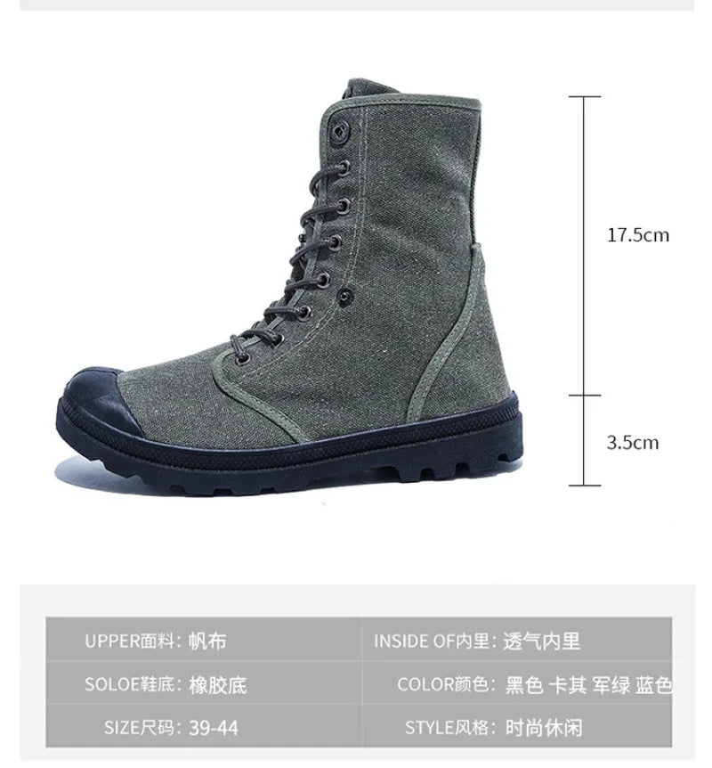 2024 New Fashion High Top Canvas Shoes For Men Outdoor Platform Casual Shoes Comfortable Lace Up Men's Sneakers Zapatos Hombres