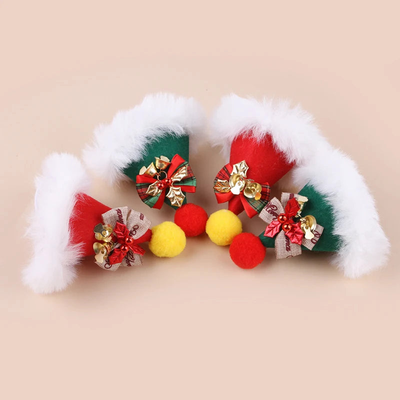 Christmas Pet Hat Adjustable Easy-wearing Dog Cat Cap Xmas Costume Headwear Caps Christmas Party Pets Accessories Decoration