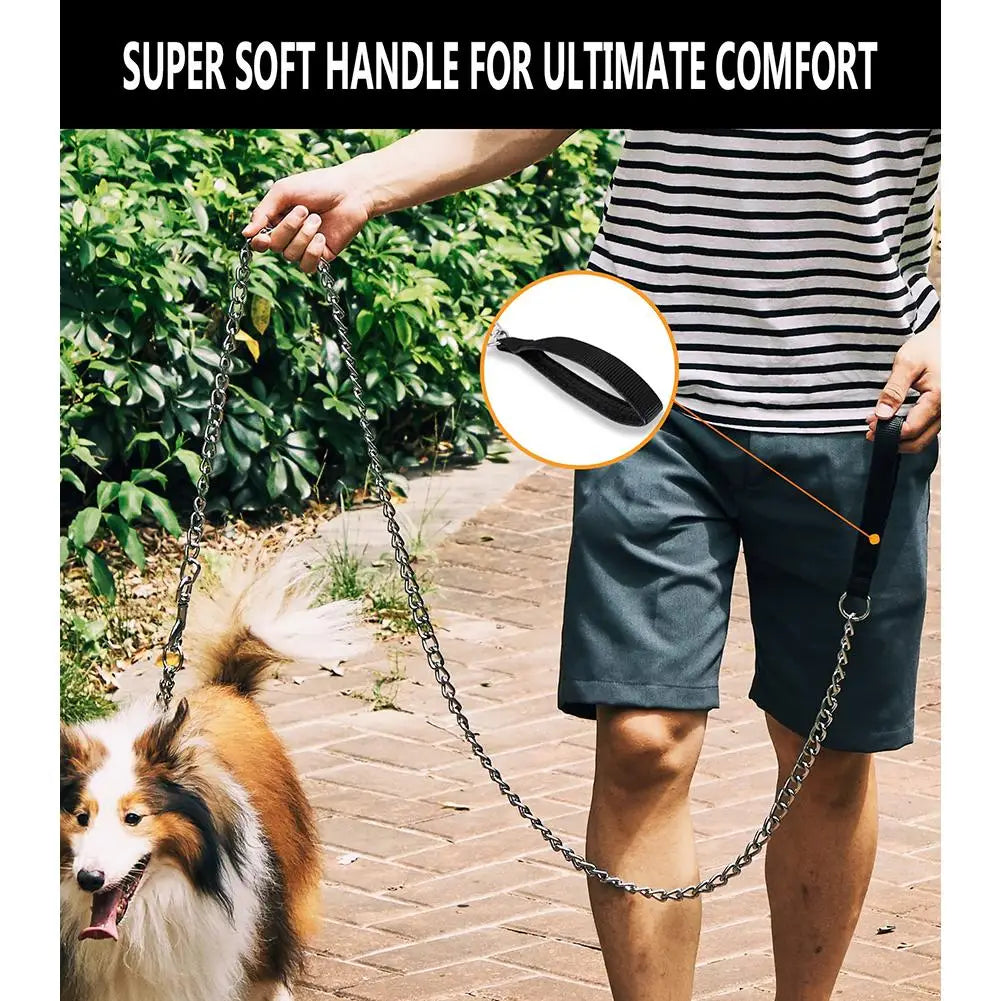 1.8M Pet Iron Chain Leashes for Dogs With Padded Handle Wear