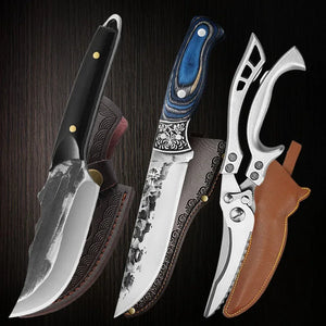 Handmade Boning Butcher Knife Cleaver Forged Stainless Steel Chef Cutting Knives Camping BBQ Utility Slicing Knife