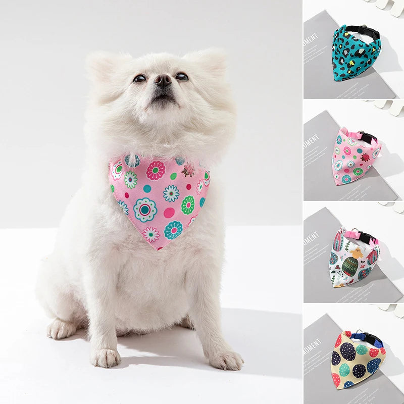 Adjustable Dog Bandanas Large Pet Scarf Pet Cotton Plaid Washable Bow Ties Collar Cat Dog Scarf Large Dog Accessories Kerchief