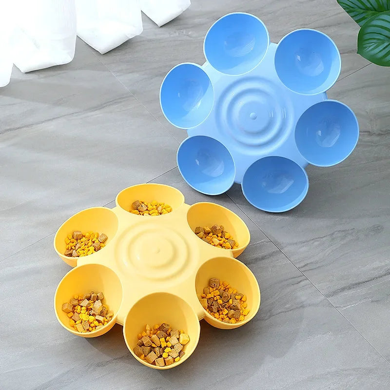 6 in 1 Dog Bowl Puppy Slow Feeder Dog Bowl Cat Water Bottle Flower Shape Cat Water Feeding Bowl Healthy Diet Dish Pet Accessory