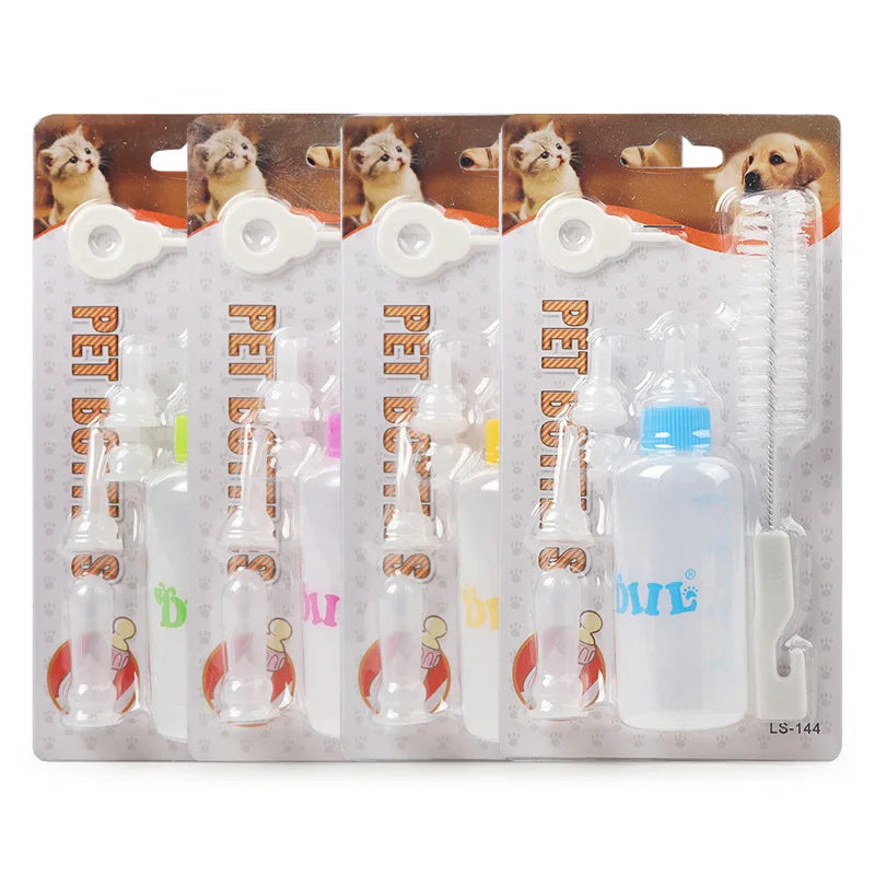 7Pcs/set Pet Feeding Device Cat Dog Care Nipple Bottle Suit Newborn Kitten Feed Device with Feeding Bottle Puppy Pet Accessories