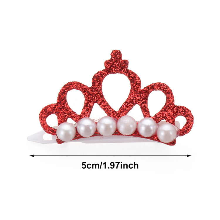 1PC Cute Pet Dog Hair Clips Small Dogs Faux Pearl Crown Shape Bows Hair Clips Cat Hair Grooming Headdress Pet Accessoires