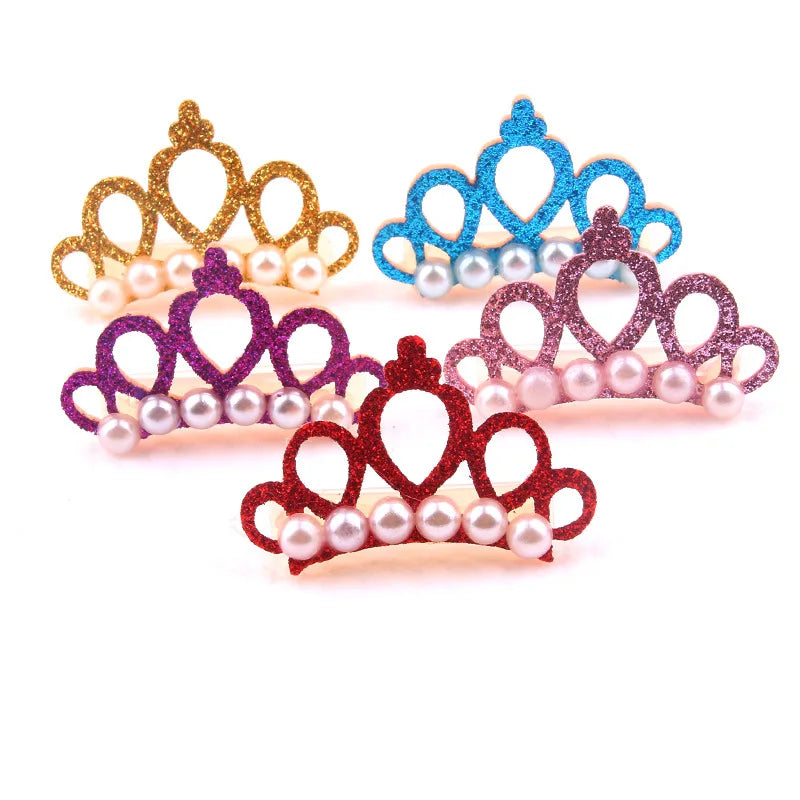 1PC Cute Pet Dog Hair Clips Small Dogs Faux Pearl Crown Shape Bows Hair Clips Cat Hair Grooming Headdress Pet Accessoires