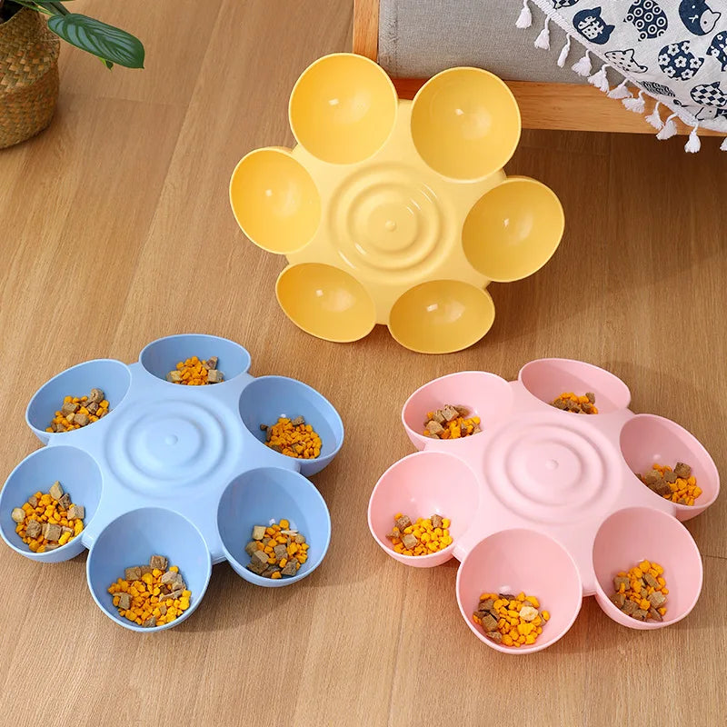 6 in 1 Dog Bowl Puppy Slow Feeder Dog Bowl Cat Water Bottle Flower Shape Cat Water Feeding Bowl Healthy Diet Dish Pet Accessory