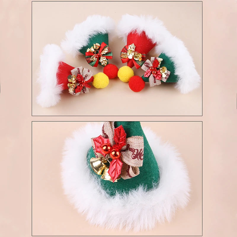 Christmas Pet Hat Adjustable Easy-wearing Dog Cat Cap Xmas Costume Headwear Caps Christmas Party Pets Accessories Decoration