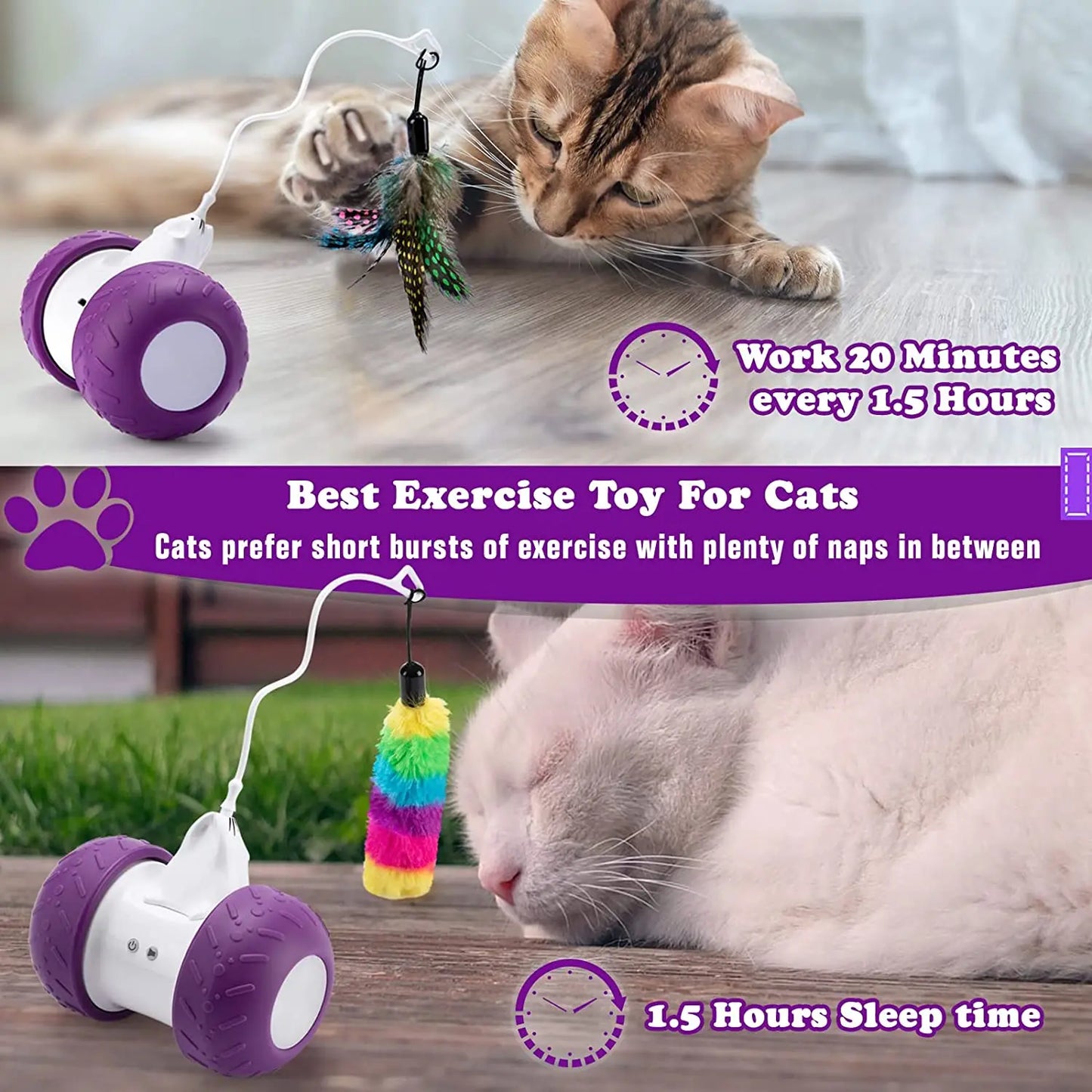 ATUBAN Automatic Cat Toys Interactive for Indoor Cats,Electric Robotic Kitten Toy for Cat Exercise Chasing Hunting,Pet Smart Toy