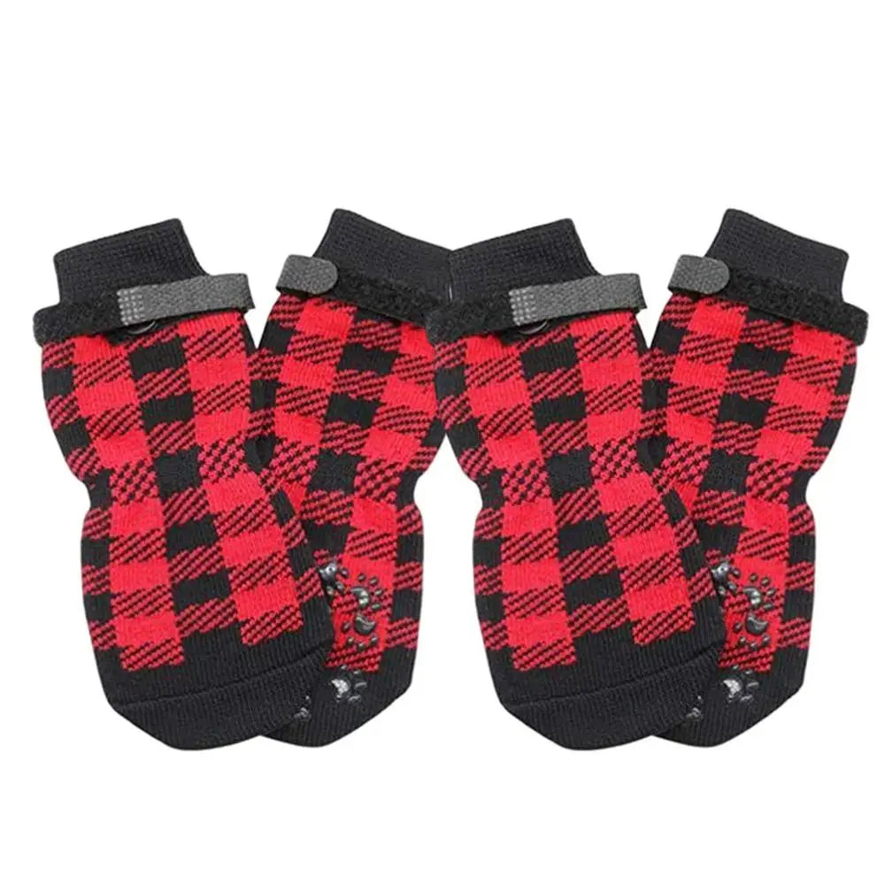 4PCS Double Side Anti-Slip Dog Socks with Adjustable Straps for Pet Paw Protector for Puppy Small Medium Large Dogs Indoor Wear